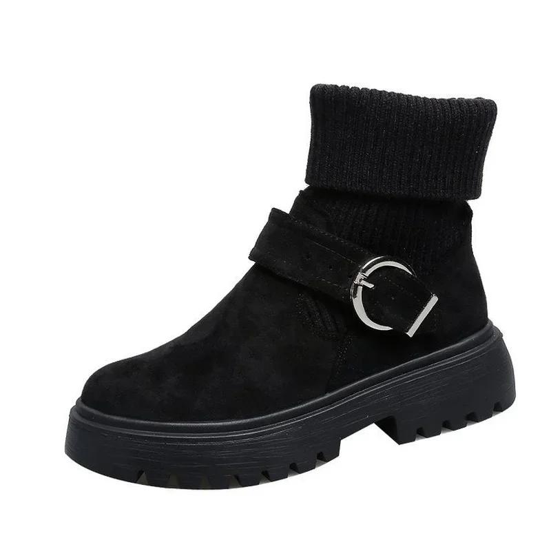 Women Socks Boots White Platform Boot for Winter Autumn Stretch Ankle Boots Chunky Shoes Wedge Mujer