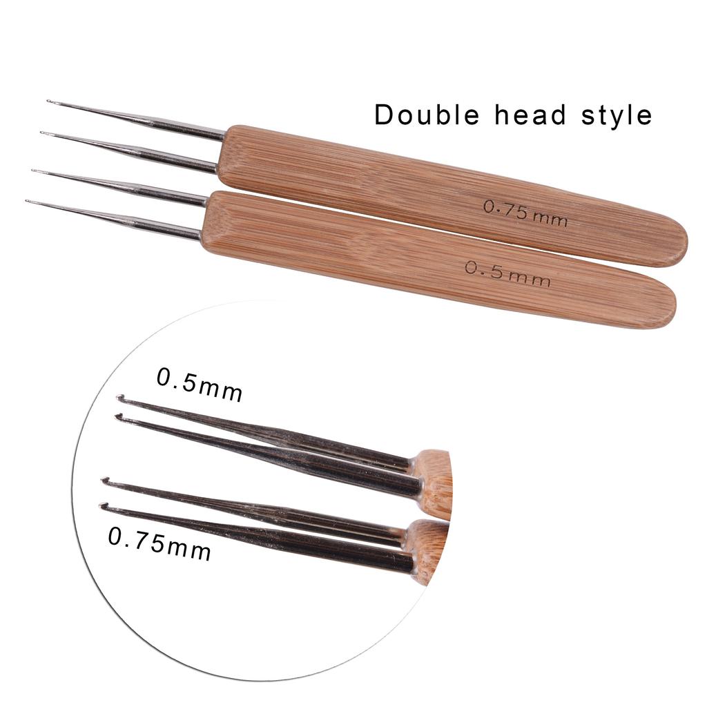 Bamboo Crochet Needle For Hair Dreadlock Accessories Wig Making Tools Dreadlocks Hook Needles 1/2/3 Hooks
