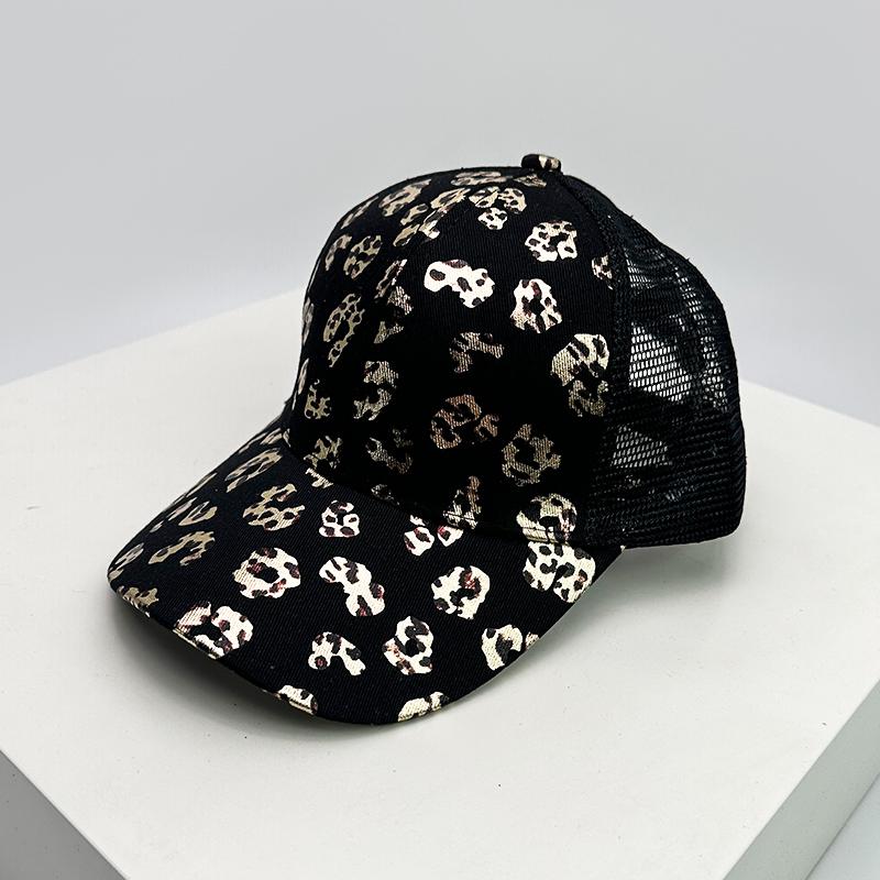 Baseball Tail Cross Criss Print Leopard Bronzing Women New Brand Latest Fresh Caps Peaked Hats Mesh Breathable Sunshade Versatile Trucker Fashion
