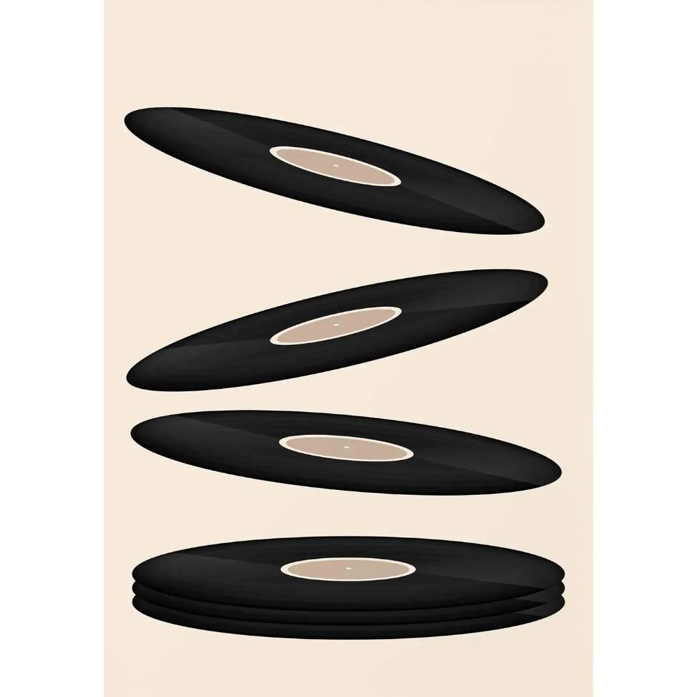 Retro Vinyl Record Print Mid Century Music Minimal Pastel Poster Colorful Wall Art Trendy Minimalist Turntable Home Room Decor