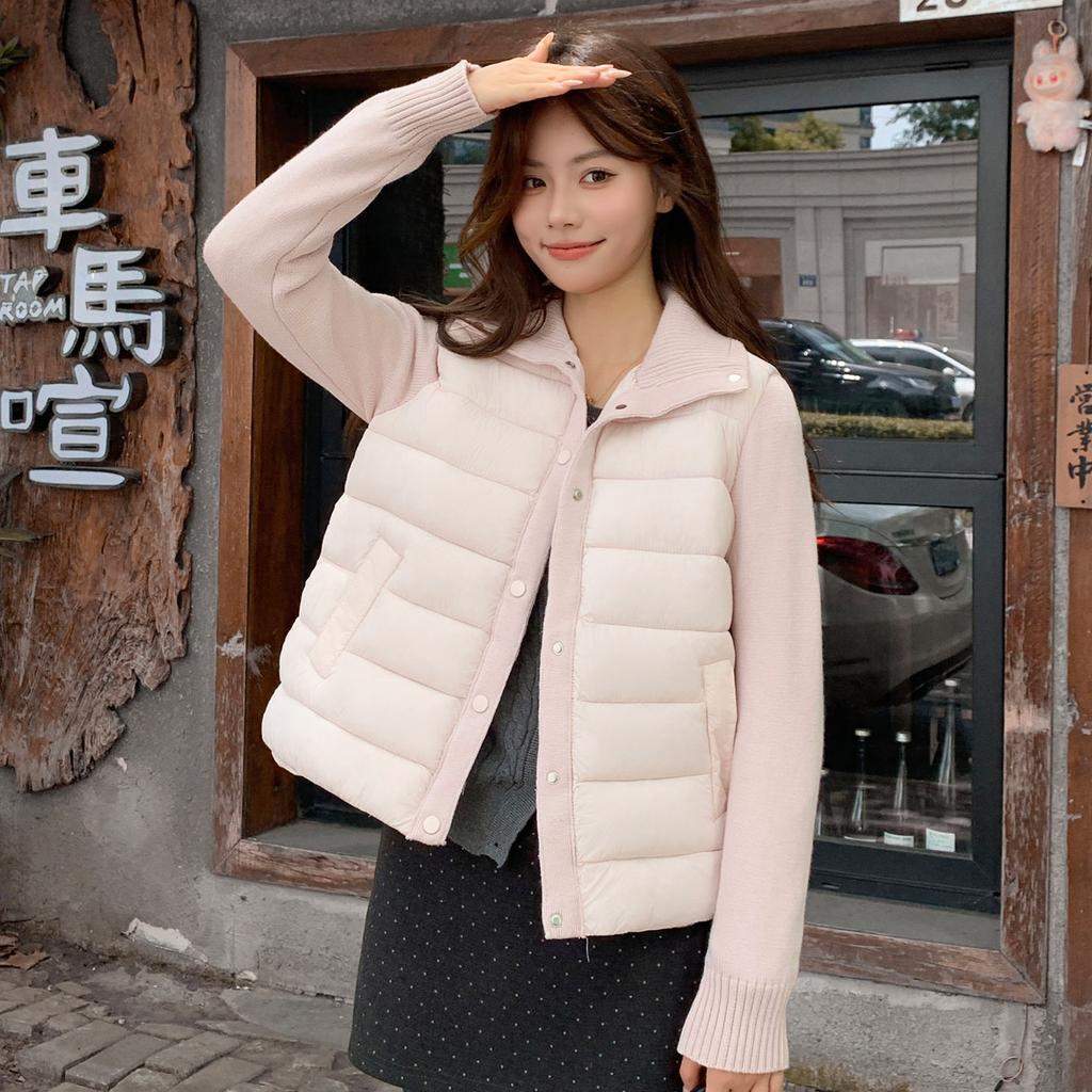 Stand-up collar knitted light ribs down cotton-padded clothes for women's winter new small padded jacket padded jacket