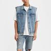 Levis SS23 Einfarbige einreihige Jeansweste Herren Westen Blau A5789-0000