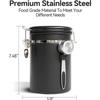 AB34-Coffee Canister With Window Stainless Steel Airtight Food Storage Container Home Kitchen Organizer For Grounds, Beans, Espr