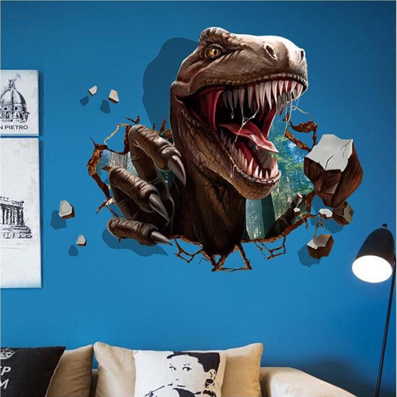 3D Dinosaur Wall Stickers - Peel & Stick Removable Jurassic World Decor For Kids Room - View #5