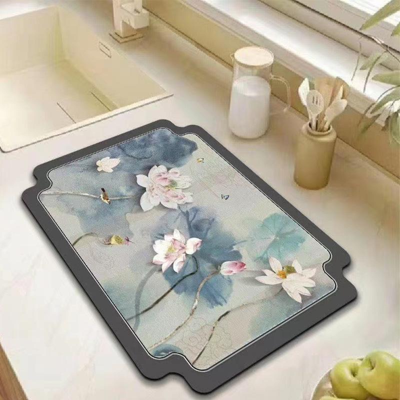 Кухонный дренажный и термостойкий коврик из диатомита Впитывает воду Защита от ожогов Теплоизоляция Универсальная подставка под горячее и сушильный коврик 30x40cm 1000₽