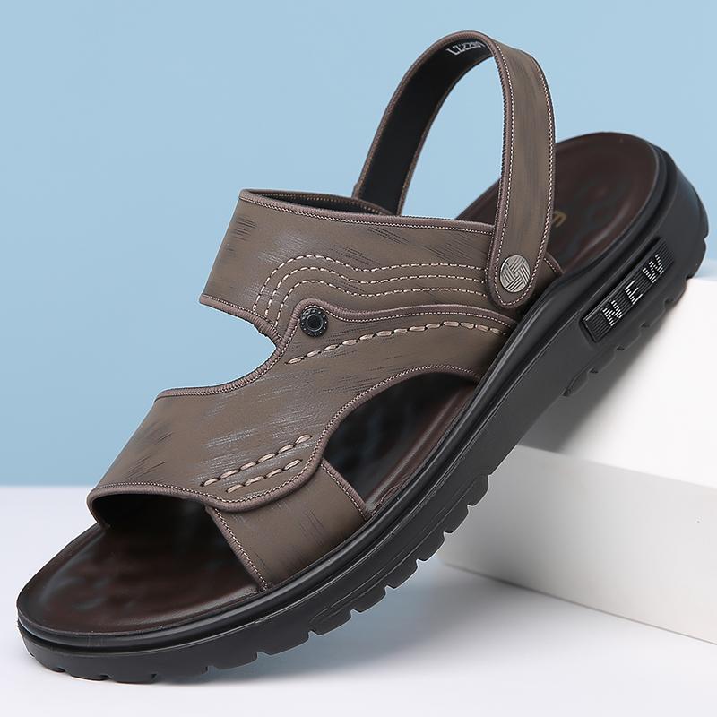 Men s Summer Soft Comfortable Sandals Beach Shoes Wear-Resistant Anti-Slip Two-Way Wear Cool Slippers 38 хаки