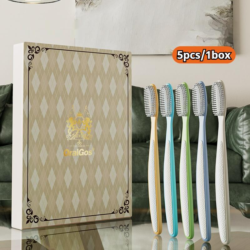 

5 Подарочная коробка с зубной щеткой с длинной головкой и широкой головкой, с ручкой с текстурой кожи, модный дизайн, средняя мягкость щетины, унисекс Холи