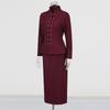 French Retro Elegant Style Suit Standing Collar Waist Invisible Hook Button Coat High Skirt Women's