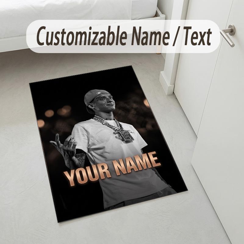 Personalized Crystal Velvet Carpet,Central Cee Custom Printed Name, Plush Area Rug For Home Indoor Decor