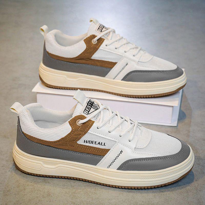 Men's Shoes Spring New Breathable Hong Kong Style Versatile Dirt-resistant Mesh Shoes Trendy Lightweight Soft Sole Sports Casual Shoes