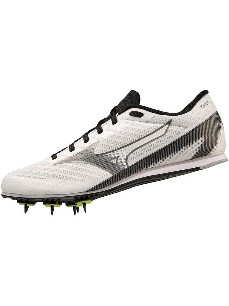 Mizuno 2 Track and Field Short Track and Field For Tracks Under 2E X-First Shoes, Club, Lightweight, Distance, Spikes, 800m, White/Black/Dark Gray,