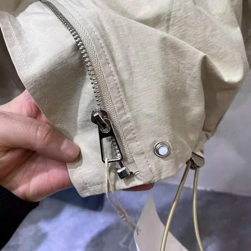 Chaqueta de Otoño para Mujer a la Moda con Capucha Abrigo con Cremallera Chic Ropa de Trabajo Cortavientos de Moda