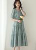 Sueeya Long Dress with Embroidered Short Puff High Stylish Perfect for and Outings in Summer Women's Lace, Sleeves, Ruffles, Sleeves, Waist, Ribbon,
