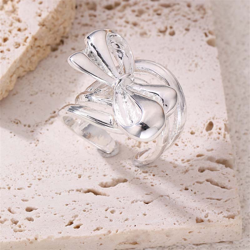 Vintage Metal Butterfly Hollow Open Rings for Women New Trendy Gold copper Color Multilayer Wide Lines Adjustable Rings Zircon