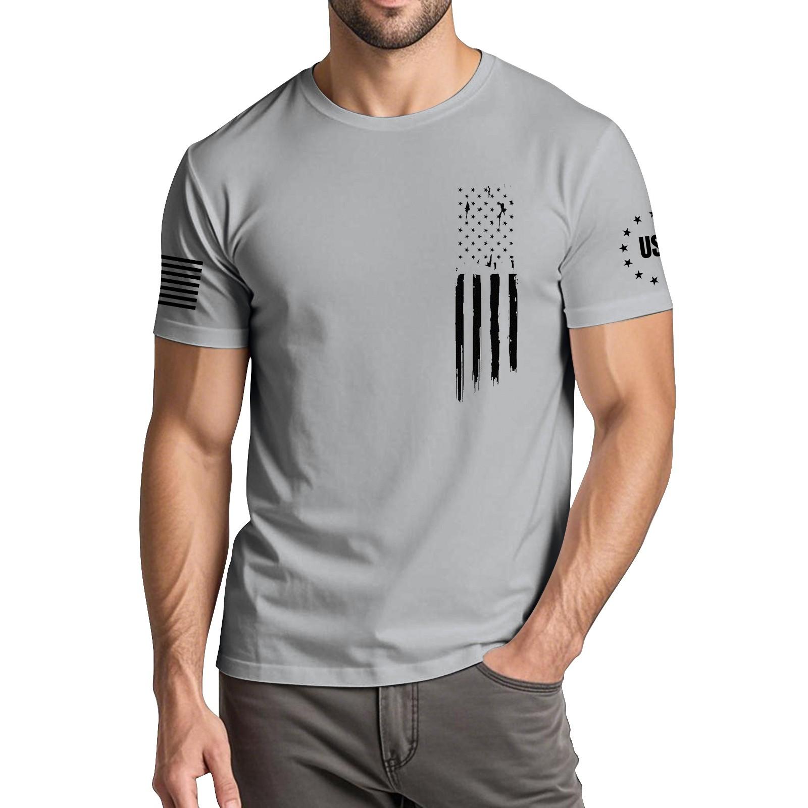 

Мужская модная повседневная футболка с круглым вырезом и коротким рукавом с принтом «День независимости» XL