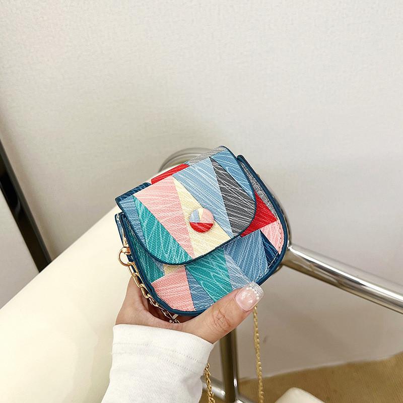 Stylish Chain Strap Shoulder Bag 2023 New Arrival Trendy Colorful Pu Material Mini Square Bag синий