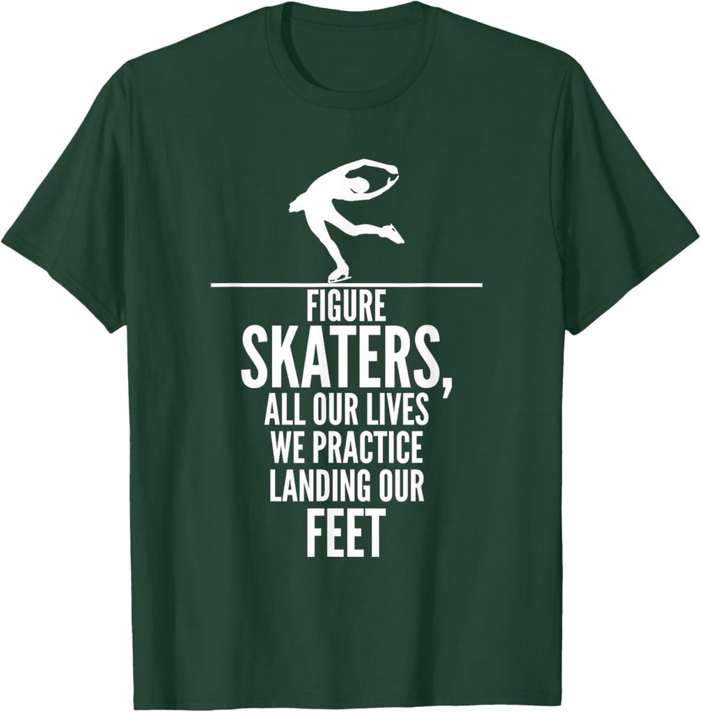Figure Skaters Practice Landing Funny Graphic TShirt Casual Cotton Tee for Skaters