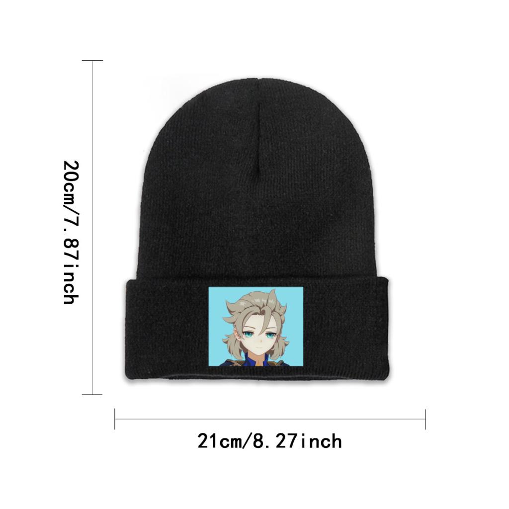Smug Albedo Genshin Impact Strickmütze Beanies Wintermütze Warm Casual Videospiel Cap Unisex Frauen Geschenke