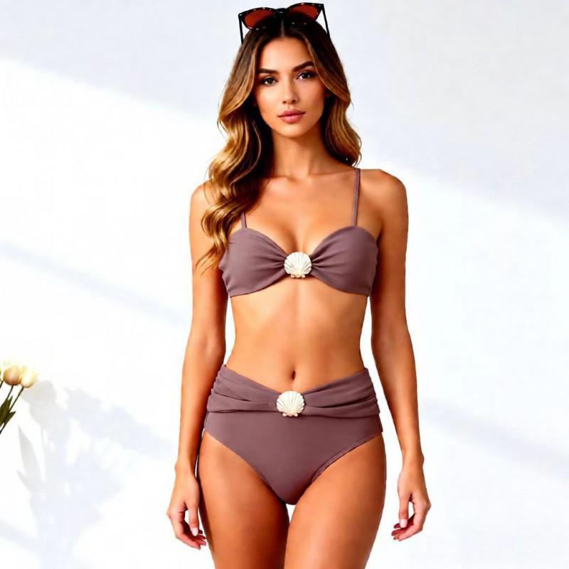 Swimsuit Feminine Solid Color Suspender Tube Top Bikini Beach Vacation Women