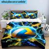 Flaming Football In Action 3pcs Bedding,Including 1pc Duvet Cover And 2pcs Pillowcases Perfect for Christmas,Ideal for Bedroom, Dormitory
