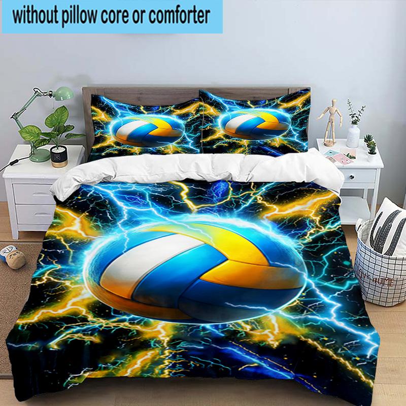 Flaming Football In Action 3pcs Bedding,Including 1pc Duvet Cover And 2pcs Pillowcases Perfect for Christmas,Ideal for Bedroom, Dormitory