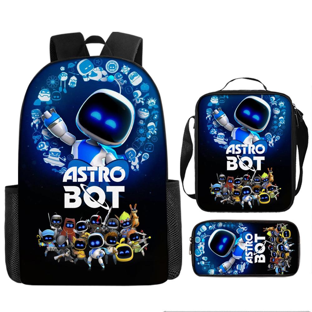 Cosmic Robot Peripheral Backpack, Youth and Primary School Students Schoolbag, Pencil Bag 3-piece Set
