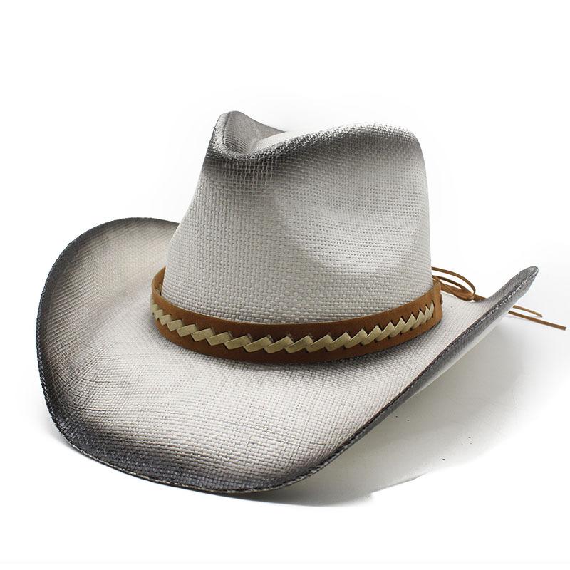 Hand Painted Big Edge Western Cowboy Straw Hat With Ethnic Style, Ideal For Beach, Sunshade Visor