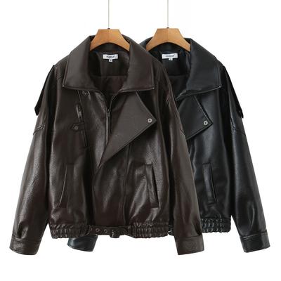 European and American Style, New Women's Clothing, Fashionable, Casual, Retro Locomotive Jacket Leather Jacket