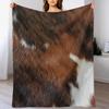 Multicolored Brown Cow Print Throw Blanket Blanket Sofa Bed Plaid