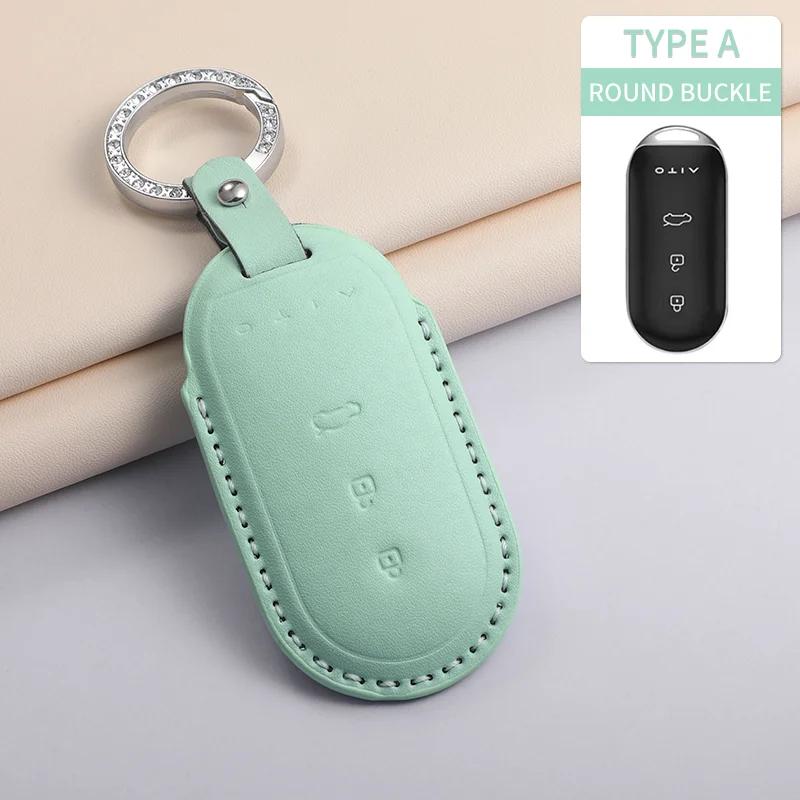 

Pu Leather Car Key Case Cover Fob For Aito M9 M5 M7 Car Key Smart Remote Shell Scratch Resistant Protection Accessorie