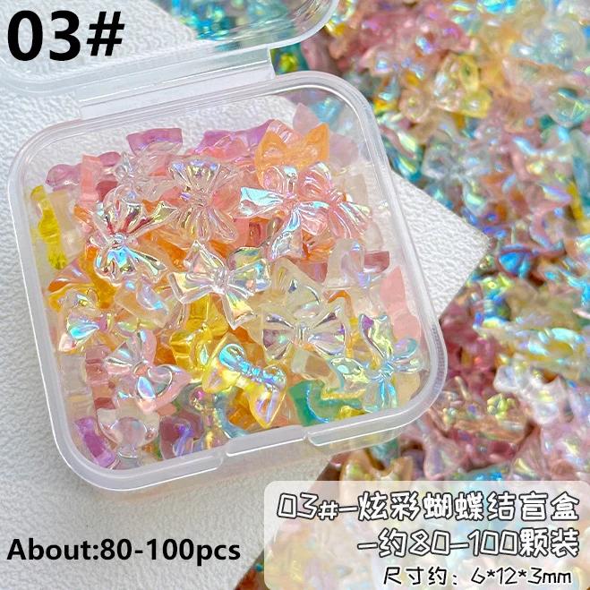 French Ribbons Colorful Resin Cute Bowknot Charm Leopard Print Bow Tie Nail Art Decorations Manicure Tools Accessories Wholesale