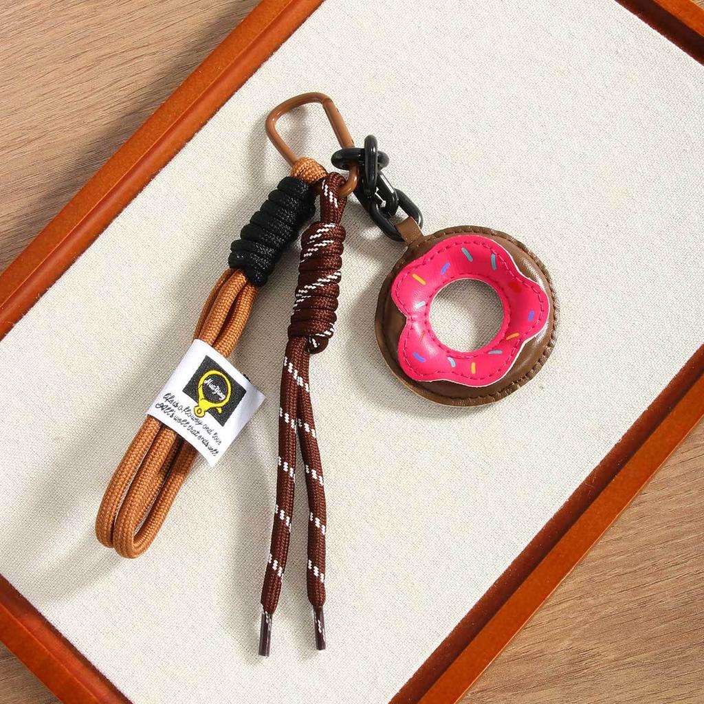 New donut leather Maillard color bag pendant, keychain, mobile phone lanyard pendant.
