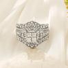 Zircon simulation ring double-layer two-in-one super flash ring women's square splicing crown ring