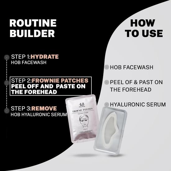 HOUSE OF BEAUTY Plasturi Frownie | Cu Hialuronic + 6 peptide (0.25mm) | Pentru Linii de Expresie și Linii de Sprâncene | 2 Plasturi