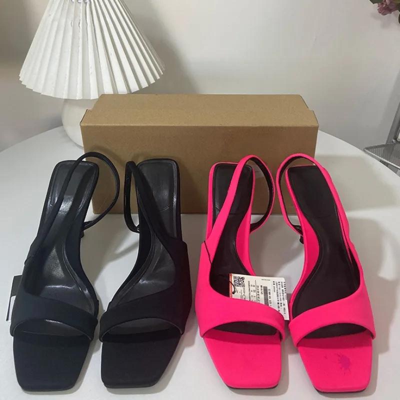 Fashion Elegant High Heel Women's Sandals Open Toe Square Head Female Footwear 2025 Summer Luxury Designer Ladies Shoes Good Quality