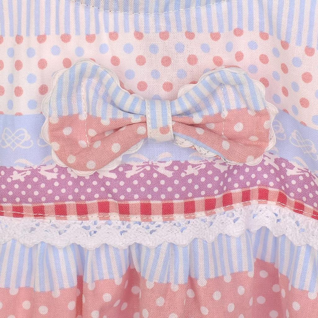 Kusguru Japan Patchwork Border 100cm Kids' Apron, KAP105-01, Pink,