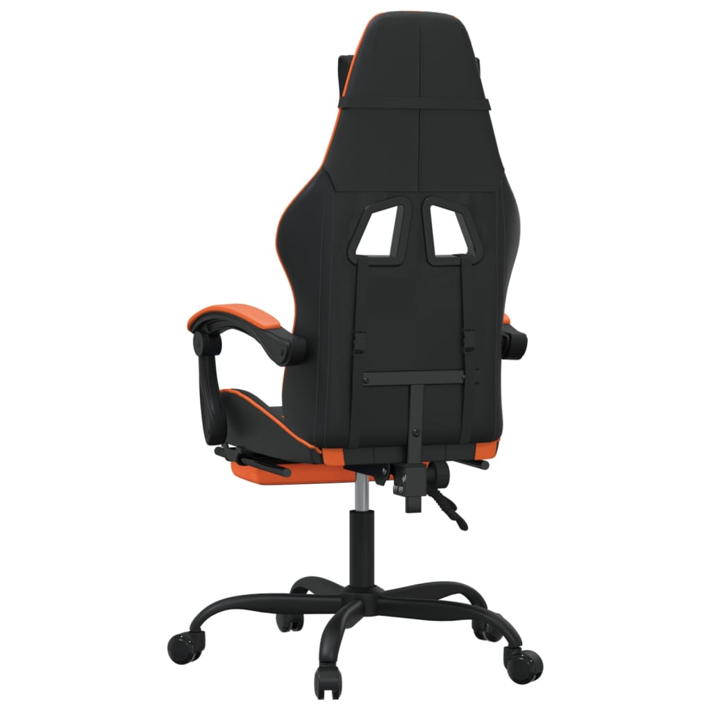 Gaming Chair with Footrest Swivel Black & Orange Artificial Leather