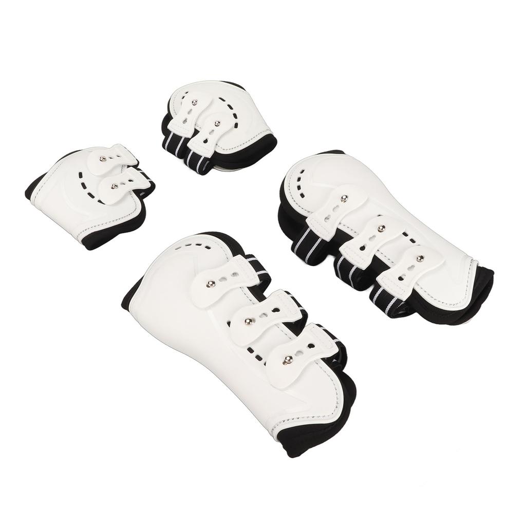 Horse Front Tendon Boots Adjustable Breathable Open Front Protective Horse Tendon Boots for Jumping White