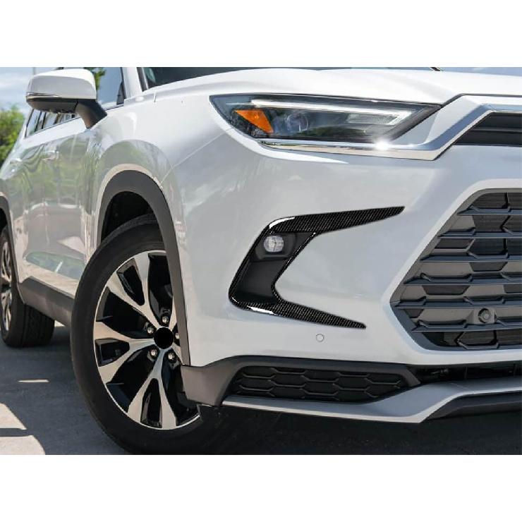 Car Accessories Compatible with Toyota New Grand Highlander 2024 2025 2026 Exterior Front Fog Light Lamp Cover Trim ABS 2PCS(Glossy Black Style)