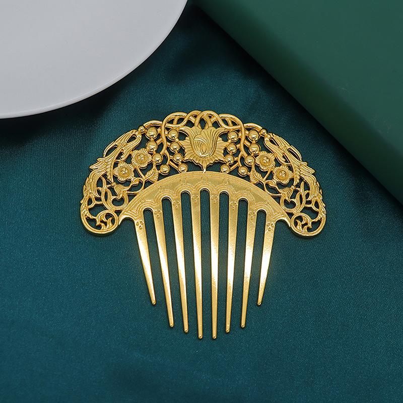 Chinese Hairpin Retro Hair Comb Hanfu Dish Hairpin Hair Ornament Hollow Carved Hair Comb Exquisite Hair Accessories Gifts