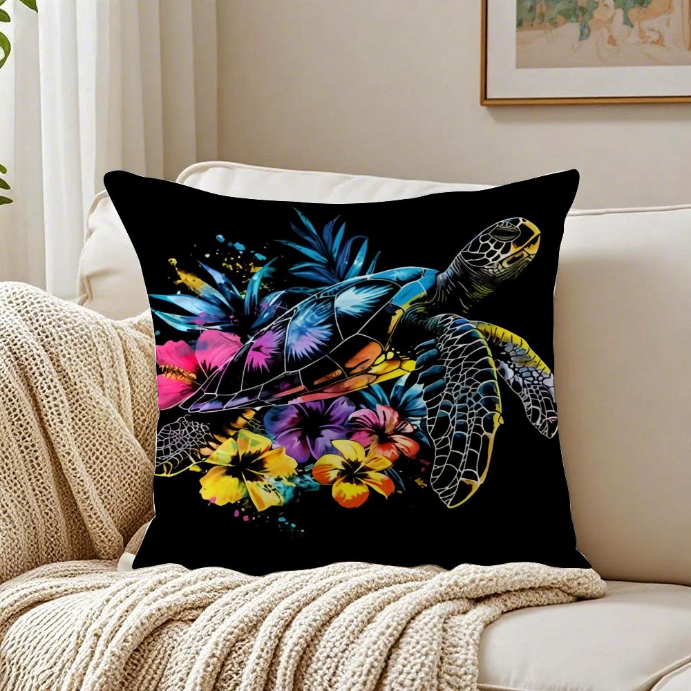 Turtle Hawaiian Sea Turtle Pillow Case Organic Short Plush Cushion Covers Breathable Washable WrinkleResistant