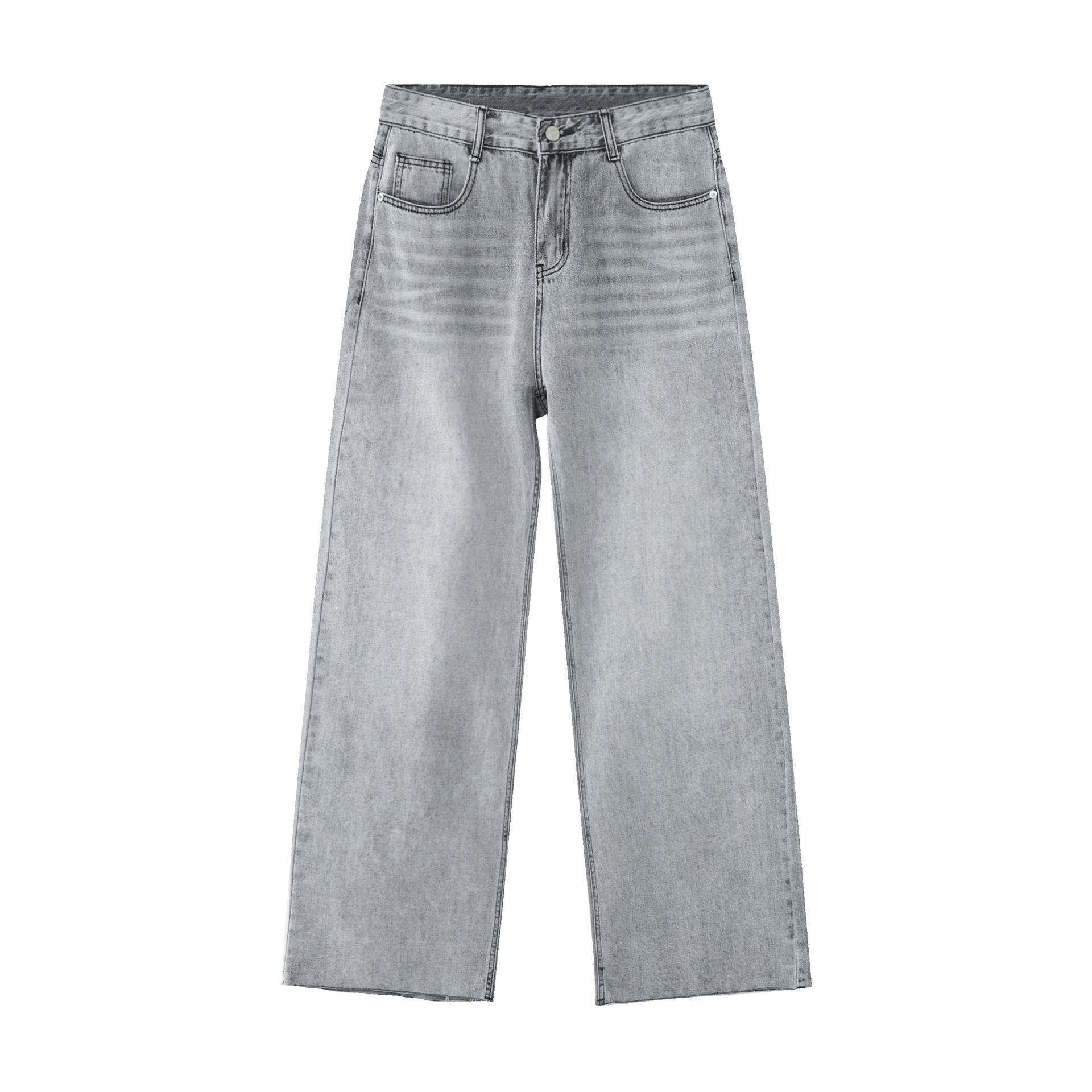 

Мужская весенняя новинка. Тонкие повседневные джинсовые брюки с индивидуальным дизайном и необработанным краем. XL серый