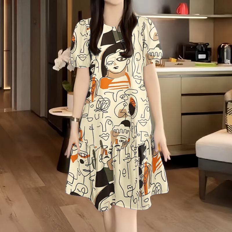 ZANZEA Women Casual O-neck Summer Loose Short Sleeve Print Dress