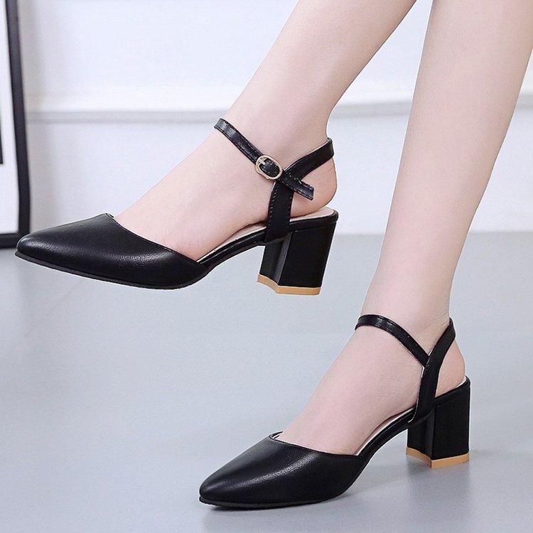 

Baotou, Сандалии, Женская обувь, Острые носки, Прямые ремешки с пряжками, Толстые каблуки, Одинарные туфли, Высокие каблуки 38 чёрный