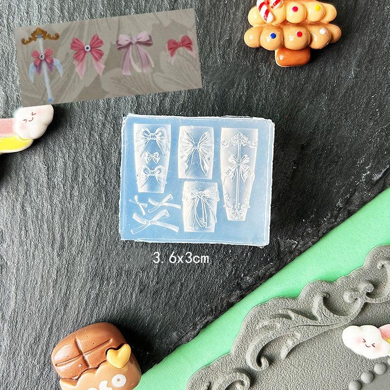 3D Flower Silicone Nail Mold Sweet Bow Rose Nails Templates DIY Nail Art Decorations Stamping Plates Manicure Design Tools