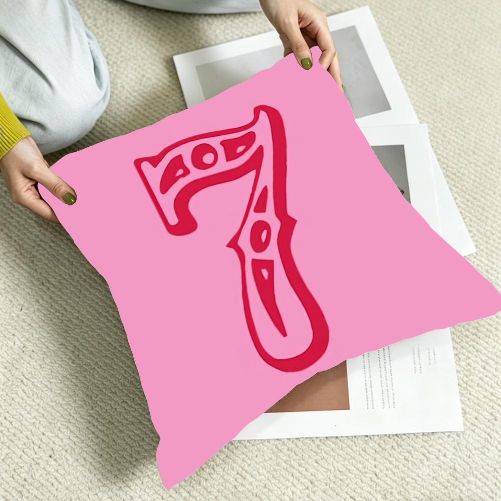 Cheerful Auspicious Pink Lucky Number 8 Cushion Cover Portable Floor Cushion For Travel Yoga Minimalist Text 2way Tricot