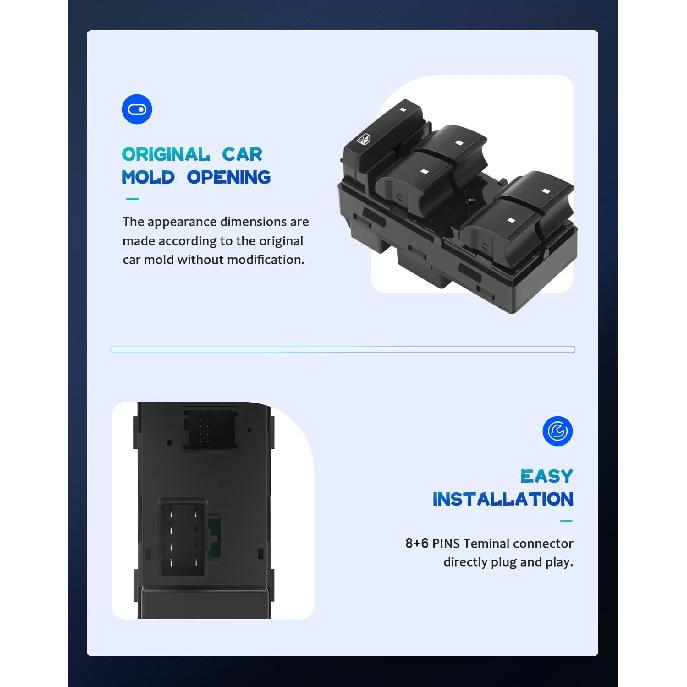 ECCPP Power Master Window Switch Fit for 2007-2010 for Saturn Outlook Front Driver Side Power Window Switches Replaces OE 20966810 25789238