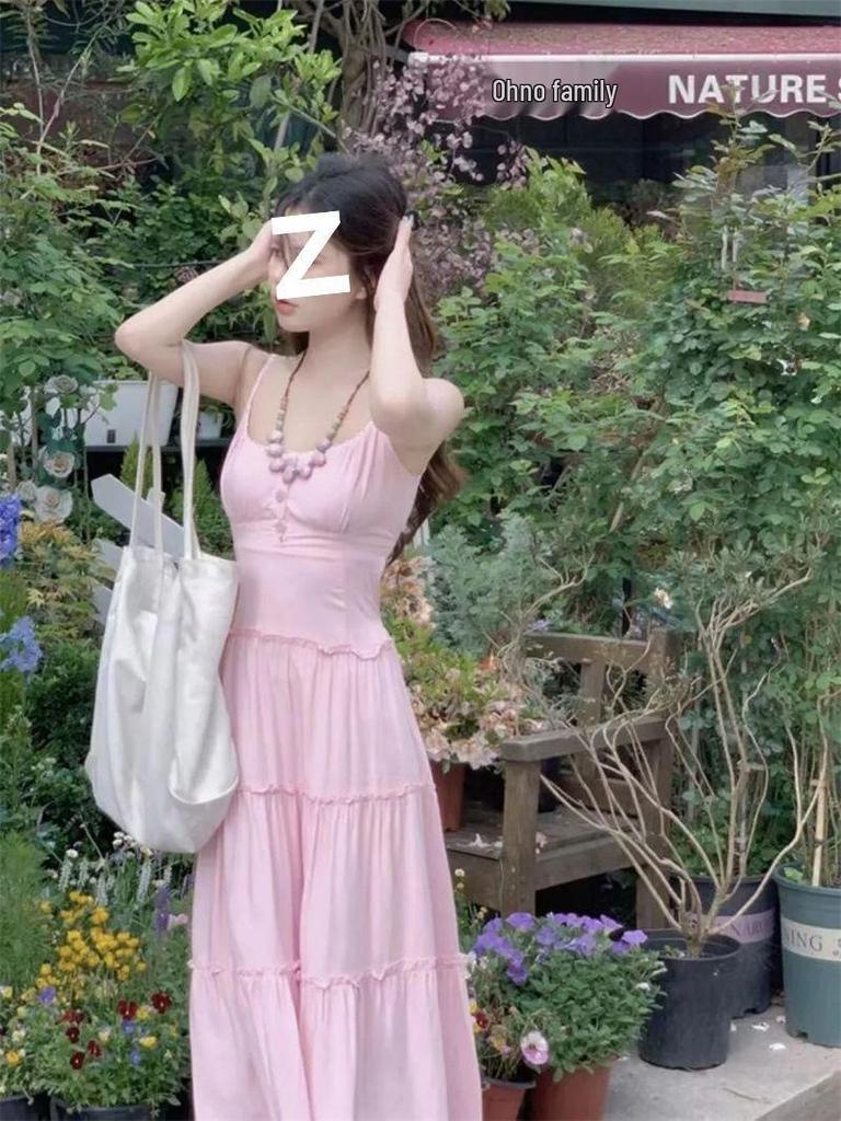 Pink Tassel Camisole Dress - Vacation Seaside Style