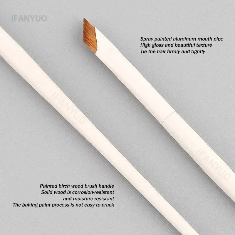 Pędzel do eyelinera, pędzel do brwi, przenośny, płaski, ultracienki, cienki, do konturowania brwi, biały, do makijażu, narzędzie do makijażu