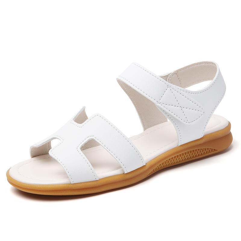 Women Black Sandals Summer White Dressy Open Toe Casual Flats Sandals Plus Size